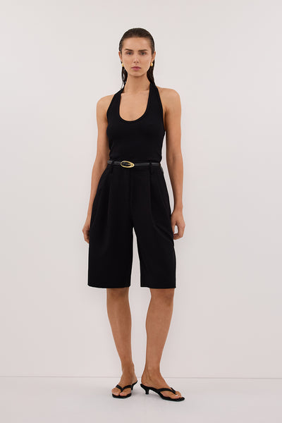 Stas wearing WESTWOOD BLACK BERMUDA SHORT