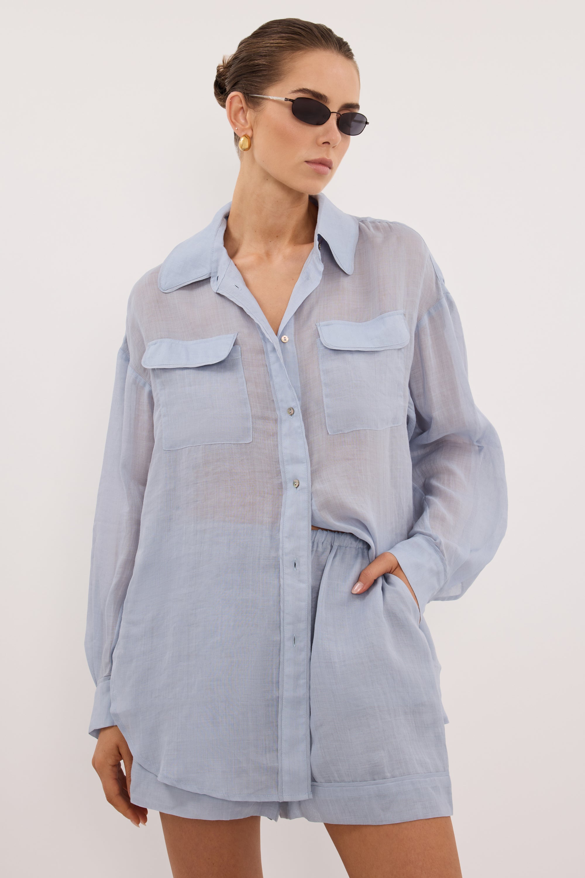 KAI DUSTY BLUE RAMIE SHORT – DISSH