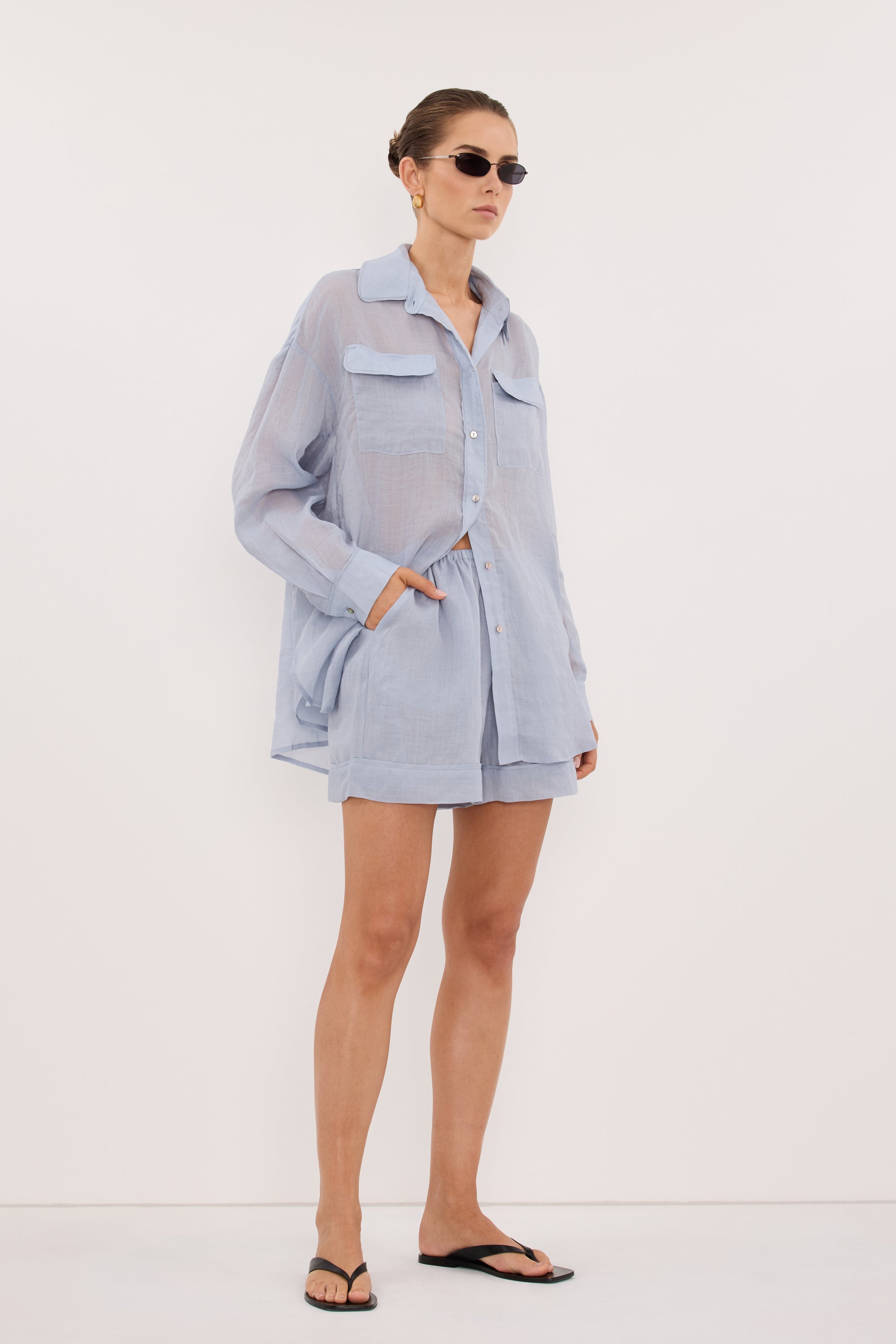 KAI DUSTY BLUE RAMIE SHORT