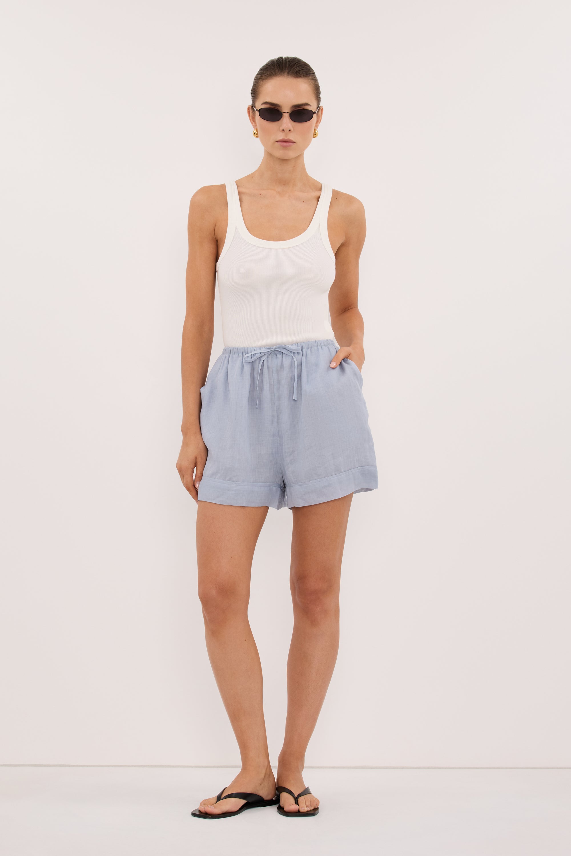 KAI DUSTY BLUE RAMIE SHORT – DISSH
