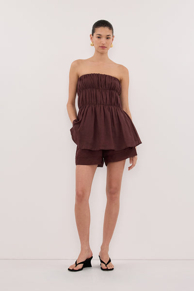 Kai Ramie Shorts in Walnut By DISSH