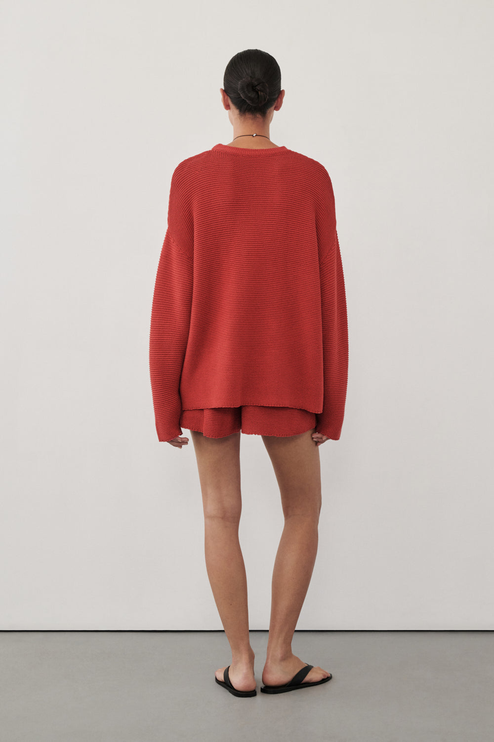 THEA BURNT RED COTTON KNIT SHORTS