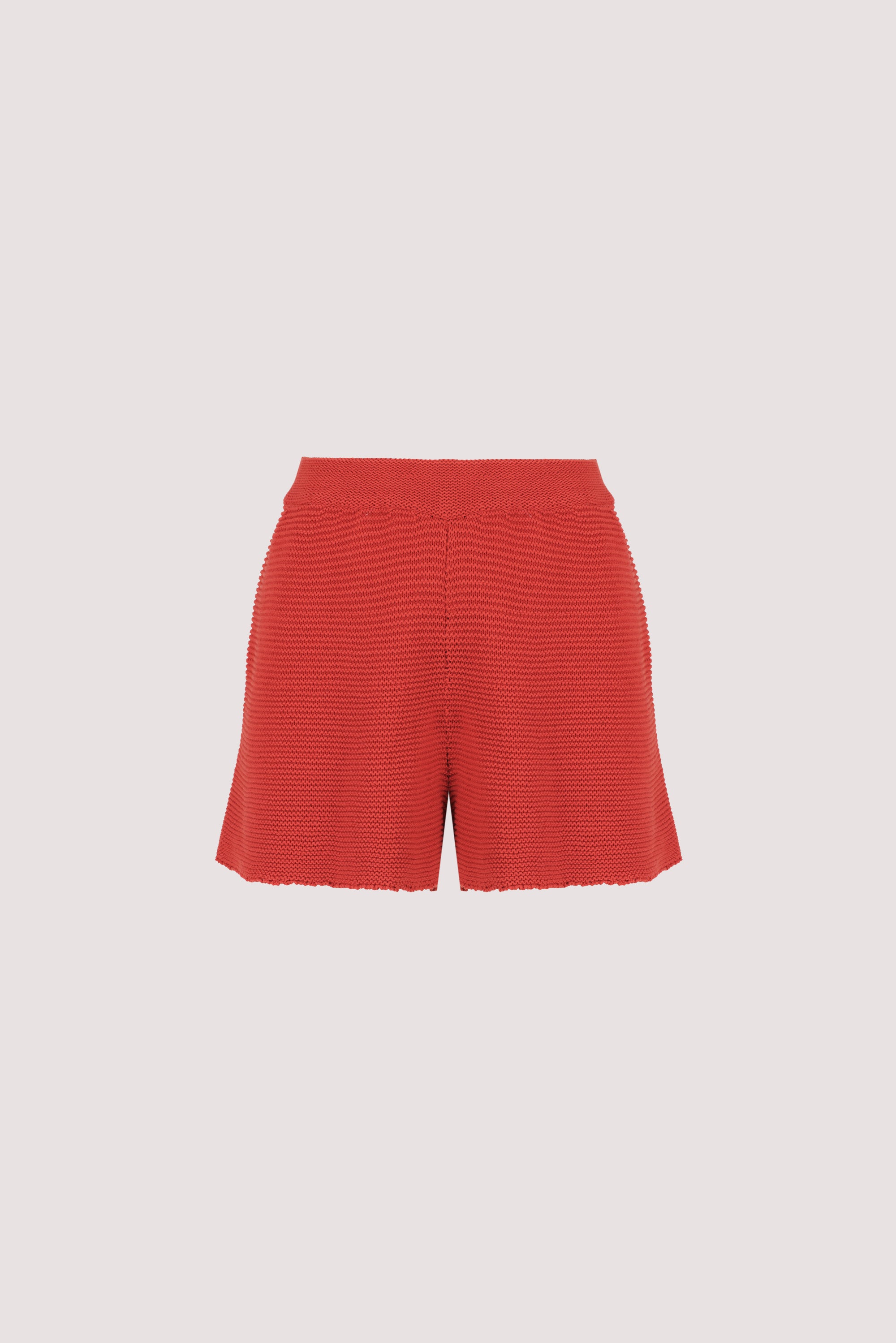 THEA BURNT RED COTTON KNIT SHORTS