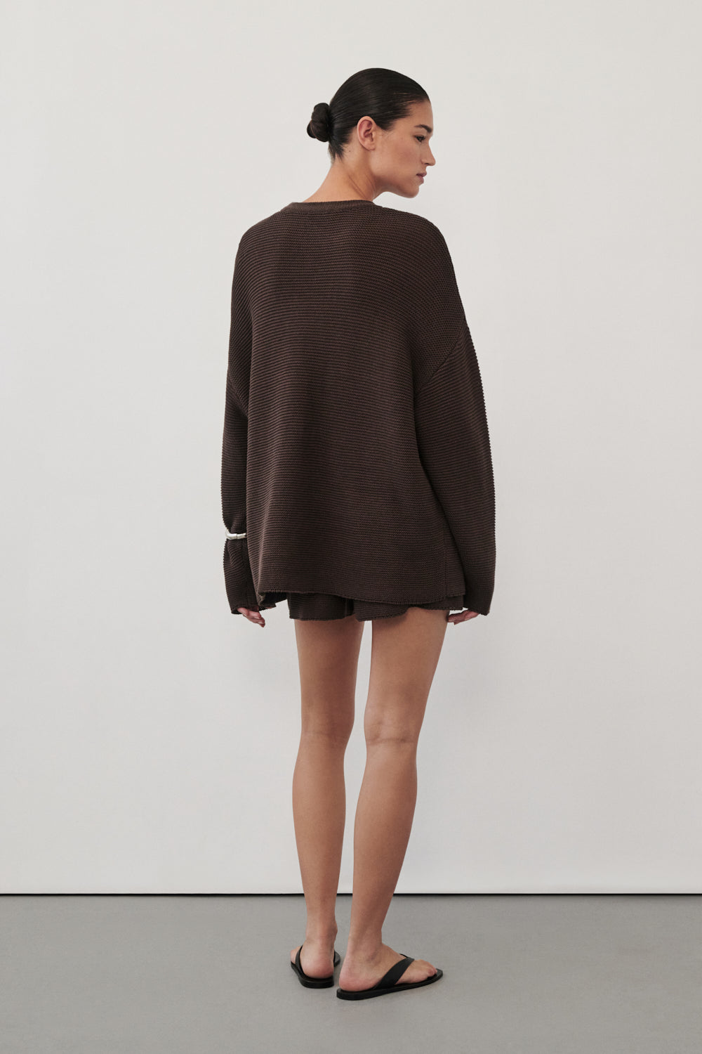 THEA BURNT CHOC COTTON KNIT SHORTS