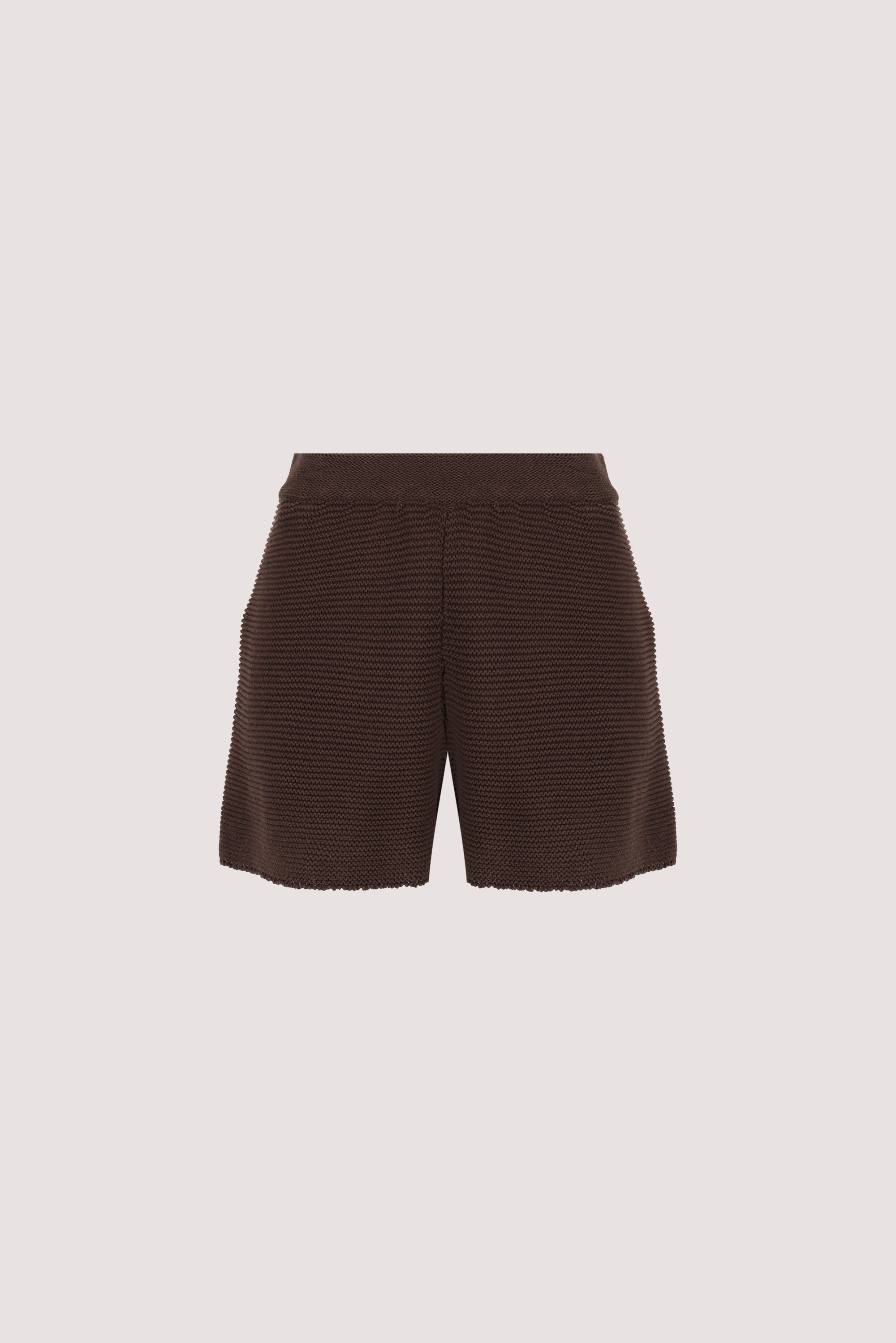 THEA BURNT CHOC COTTON KNIT SHORTS