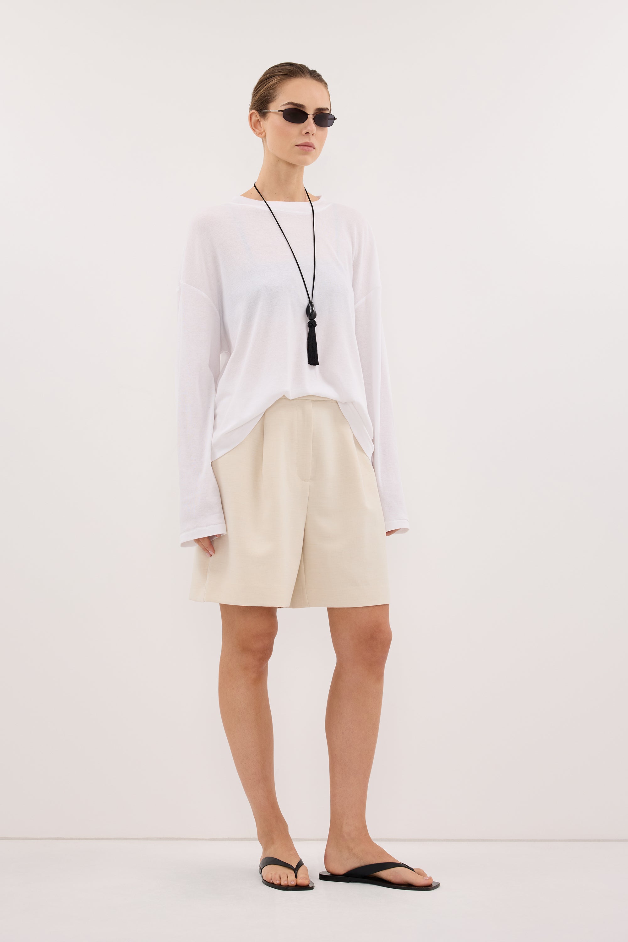 SOLENE CREAM BERMUDA SHORT