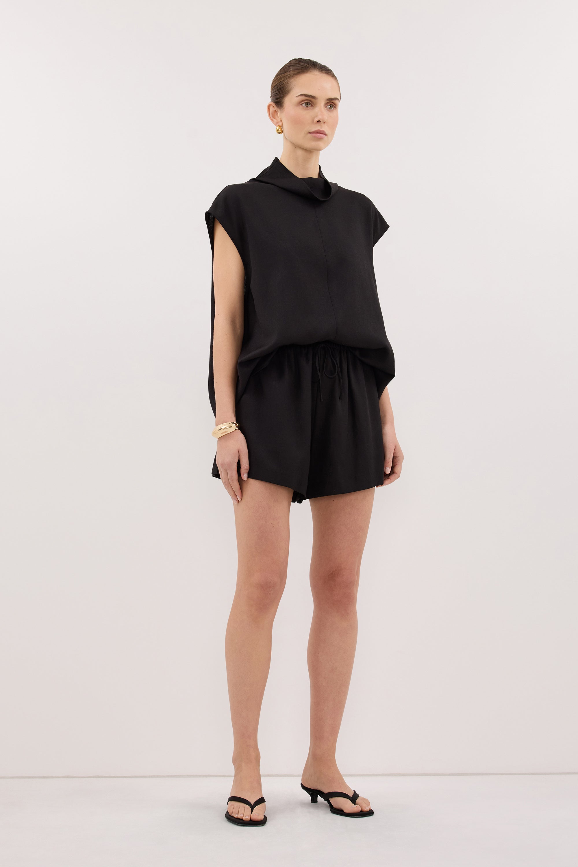CALIA BLACK DRAWSTRING SHORT