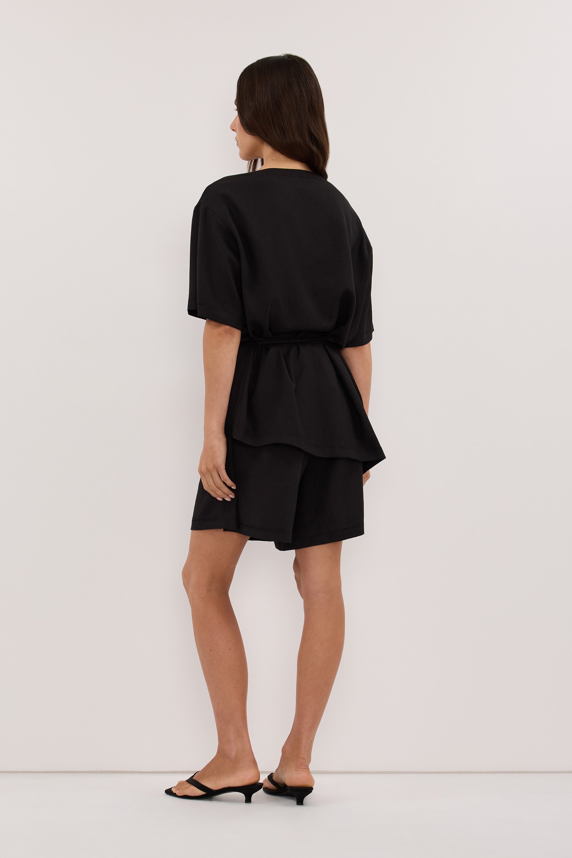 CALIA BLACK DRAWSTRING BERMUDA SHORT