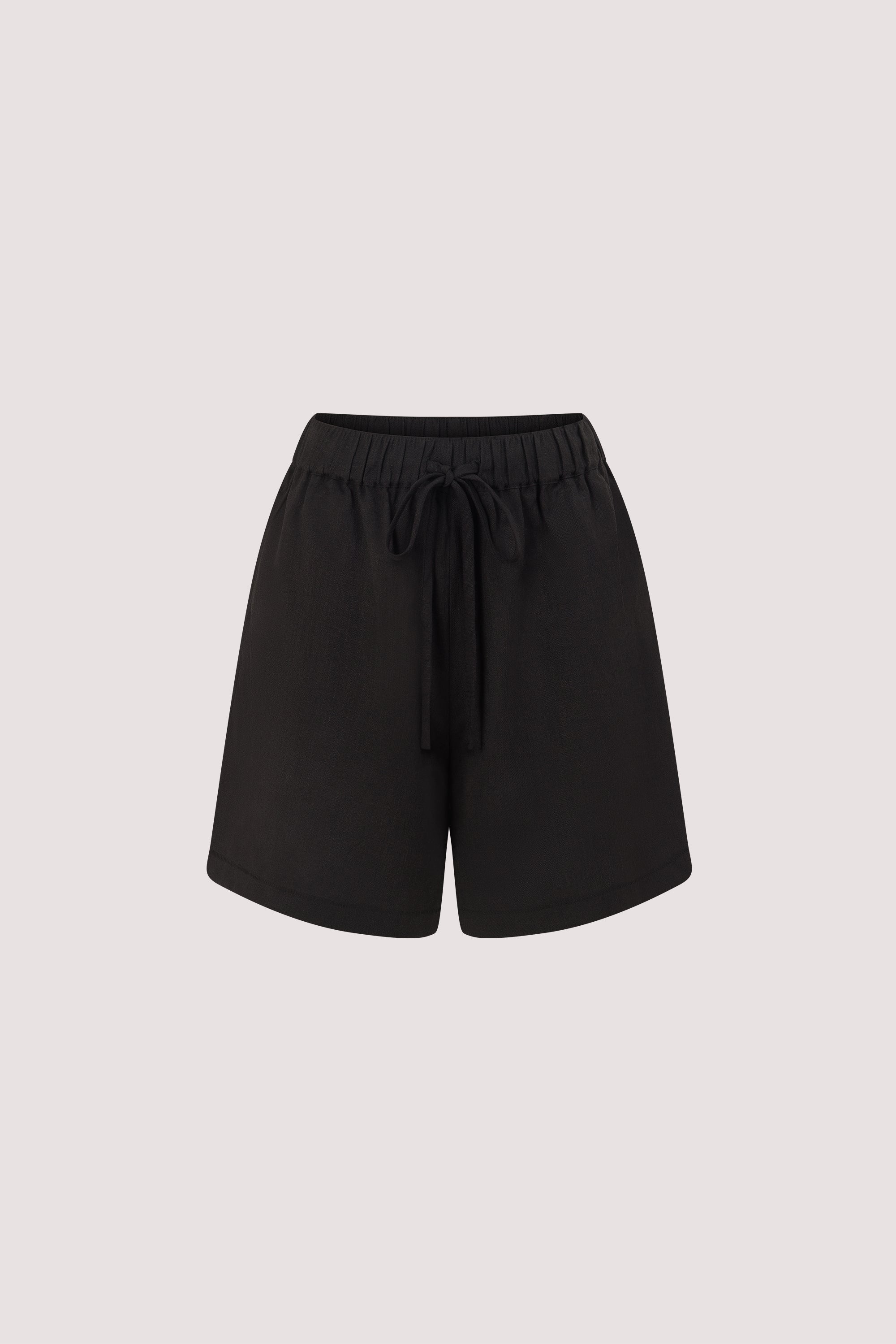 CALIA BLACK DRAWSTRING BERMUDA SHORT