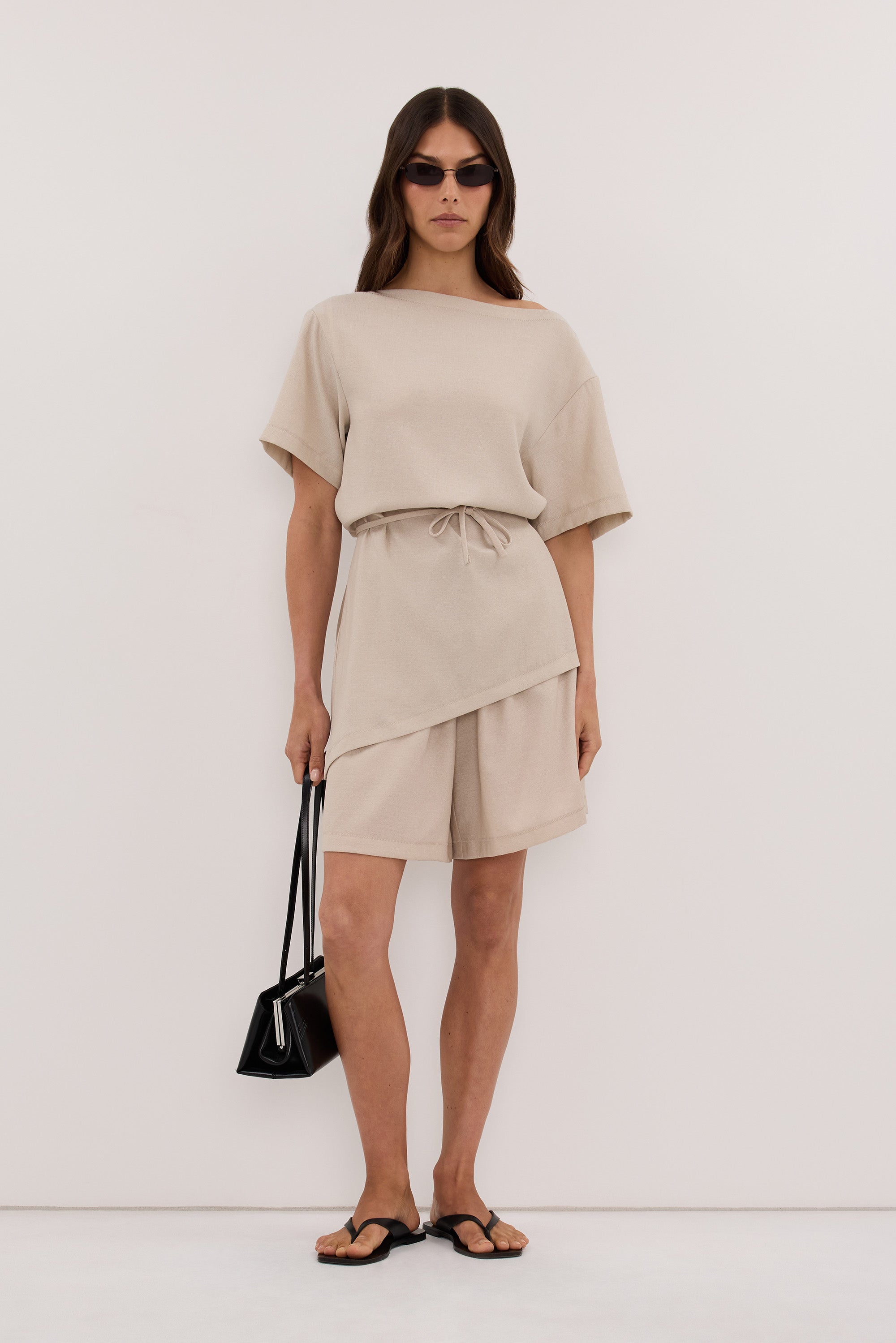 CALIA BONE DRAWSTRING BERMUDA SHORT