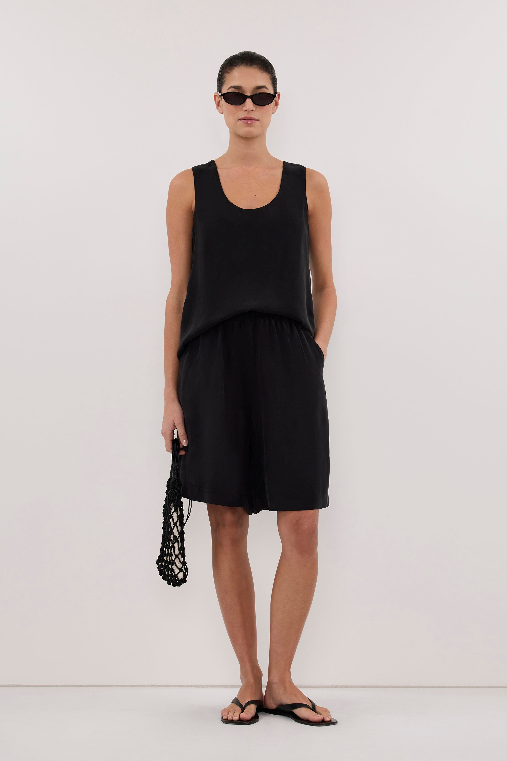 ALICE BLACK CUPRO BERMUDA SHORT