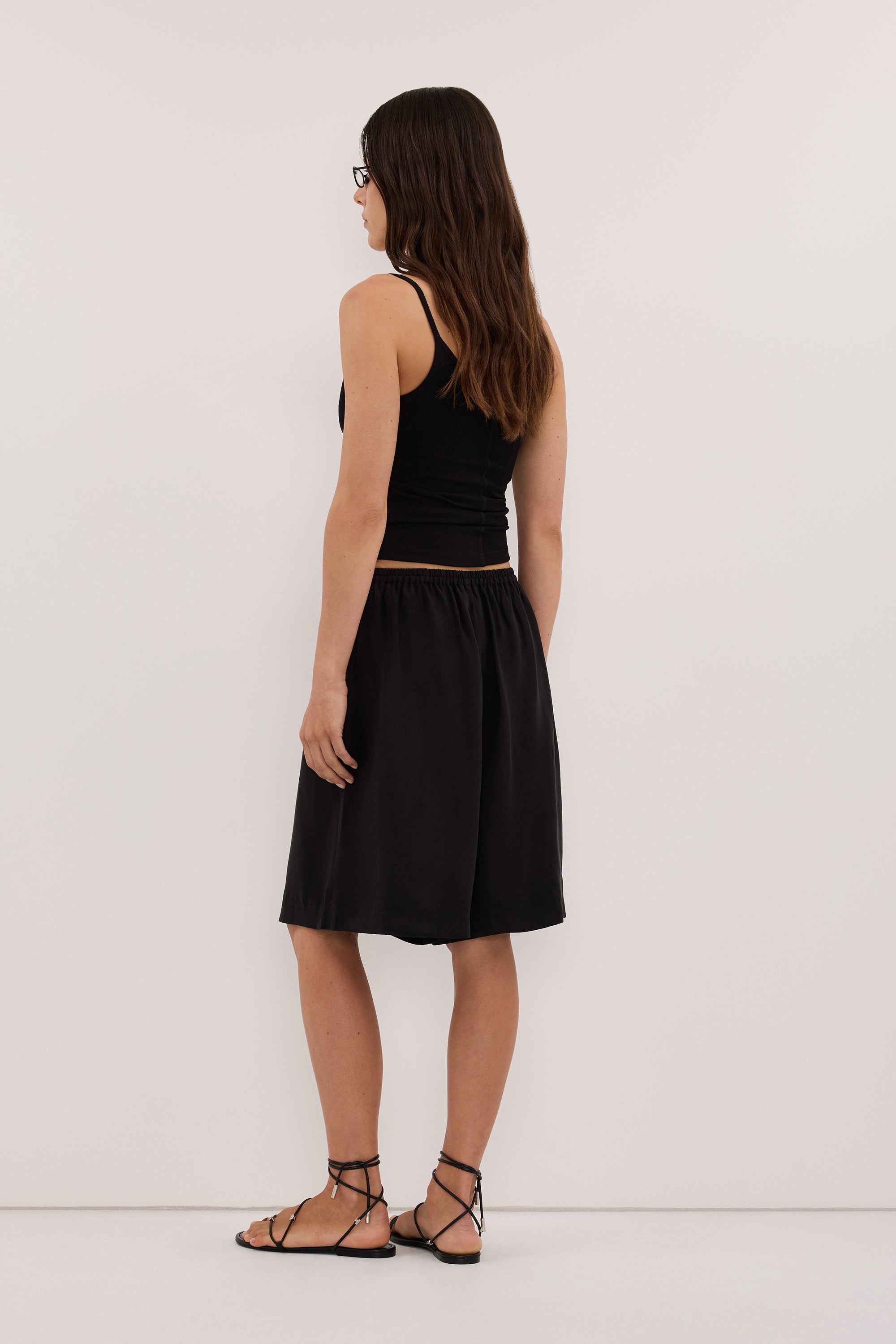 ALICE BLACK CUPRO BERMUDA SHORT
