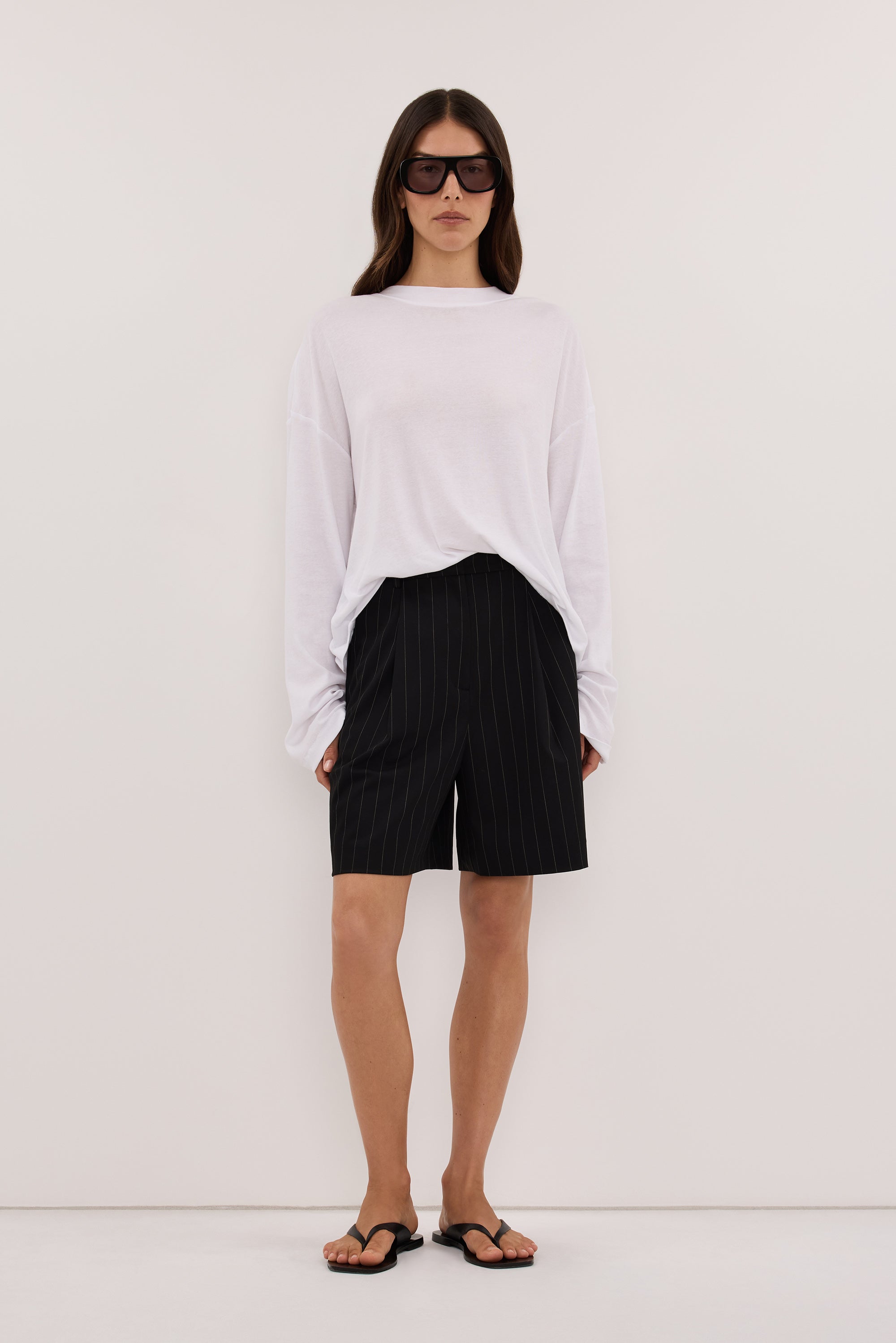 SIAN BLACK PINSTRIPE BERMUDA SHORT
