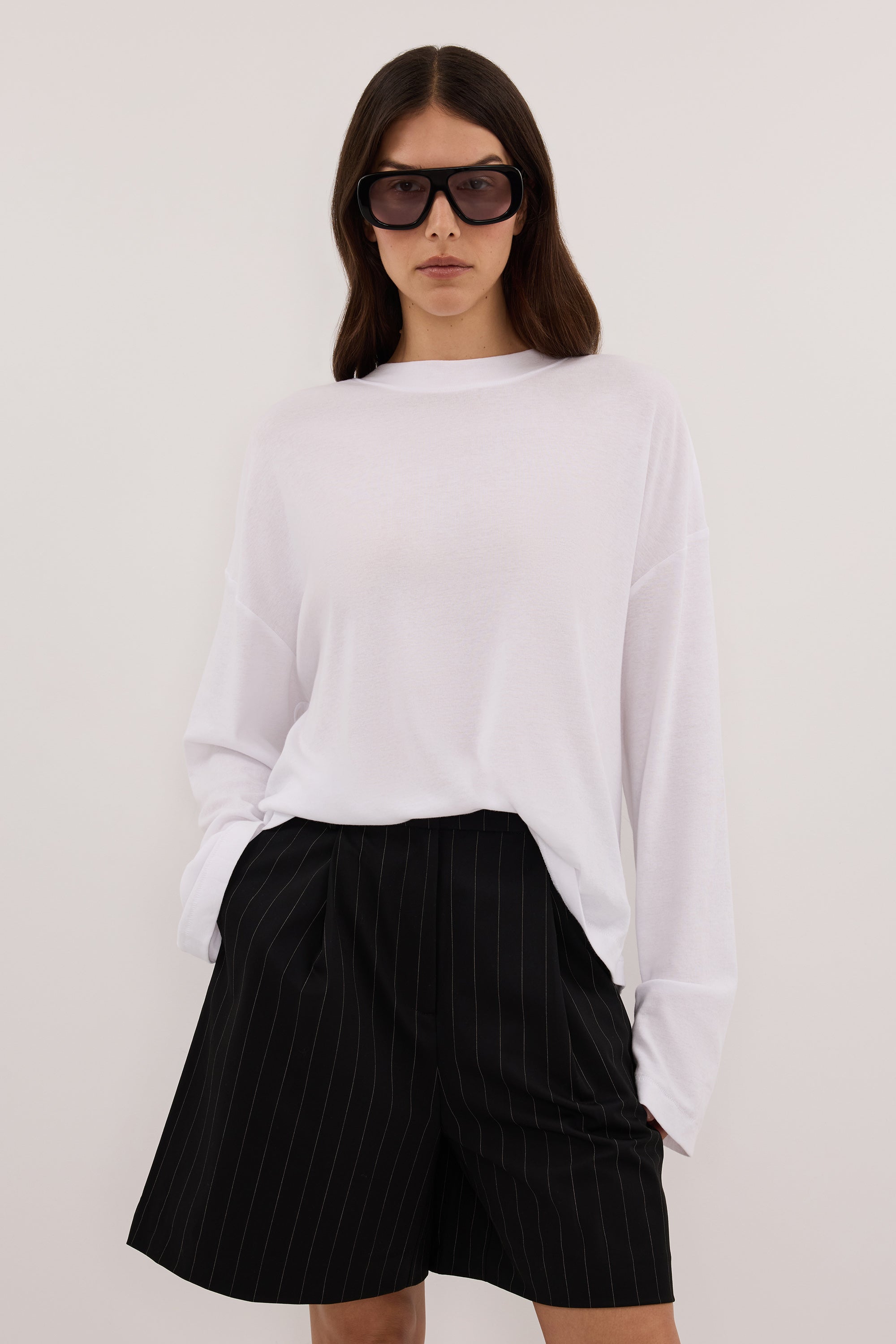 SIAN BLACK PINSTRIPE BERMUDA SHORT