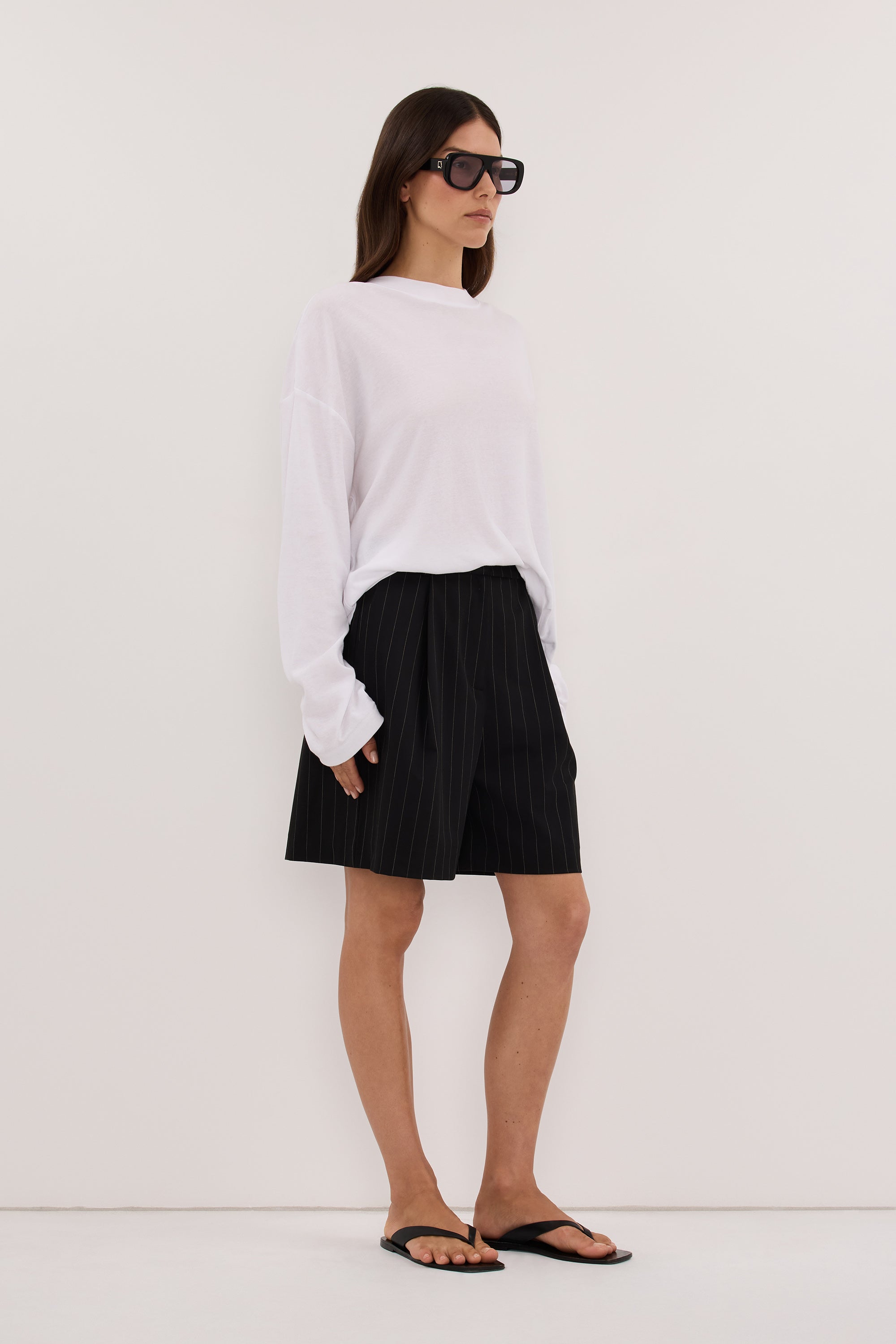 SIAN BLACK PINSTRIPE BERMUDA SHORT