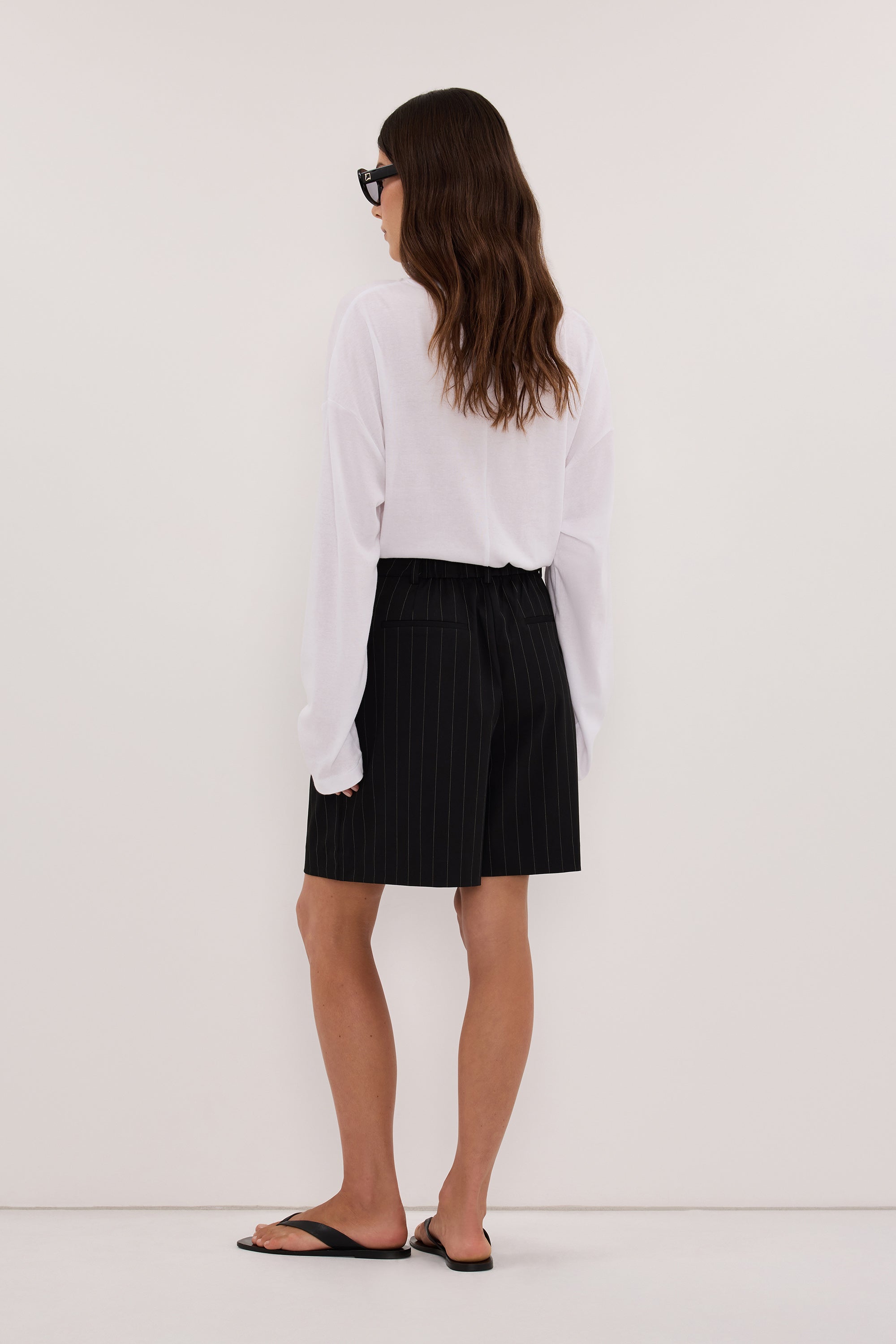 SIAN BLACK PINSTRIPE BERMUDA SHORT