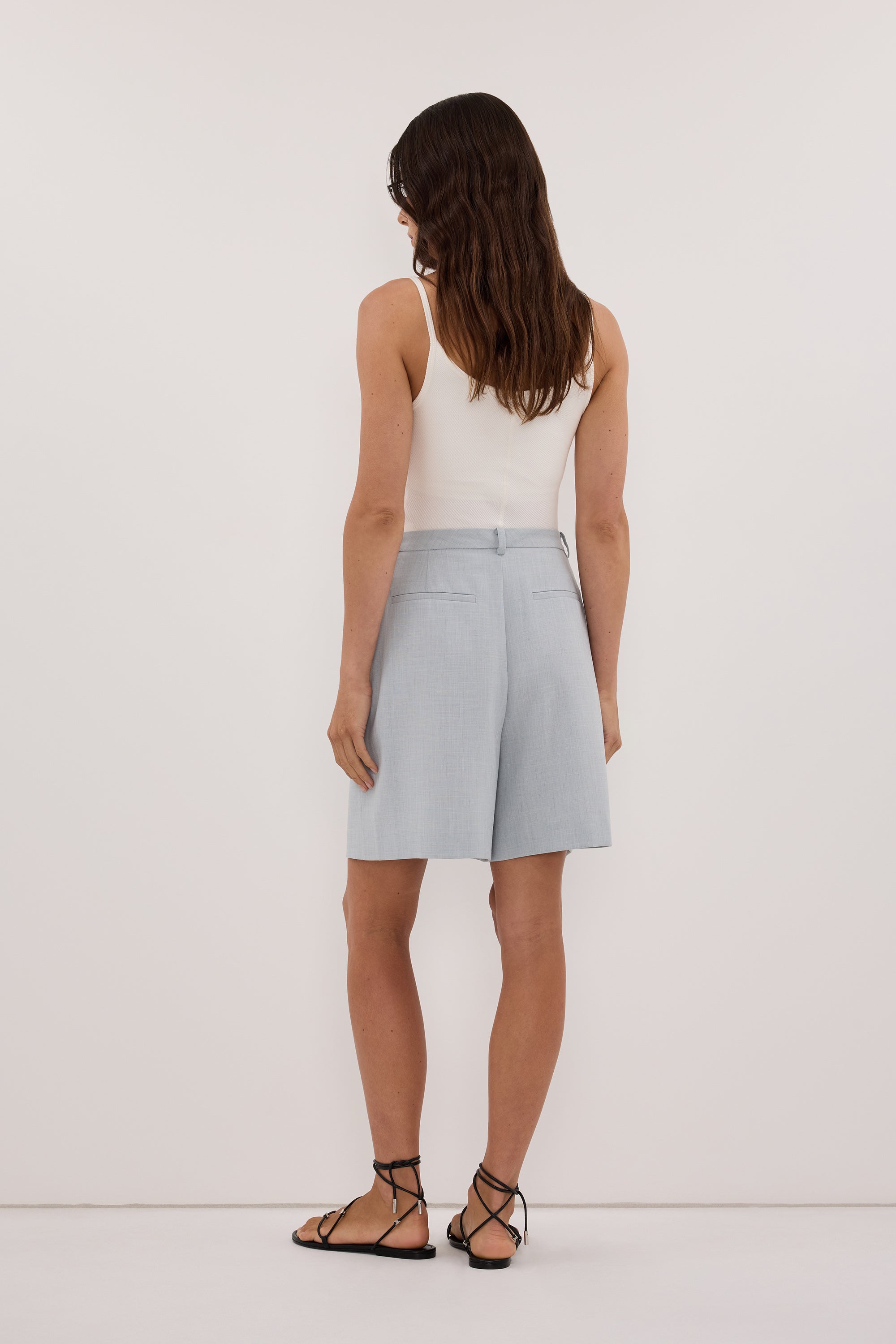 HALINA MINERAL BLUE TAILORED BERMUDA SHORT - PRE ORDER