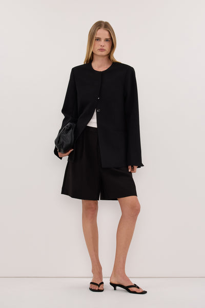 Zoe wearing CHIARA BLACK BERMUDA SHORT