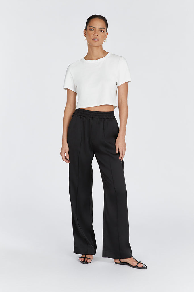 OSLO BLACK SATIN PANT | Dissh