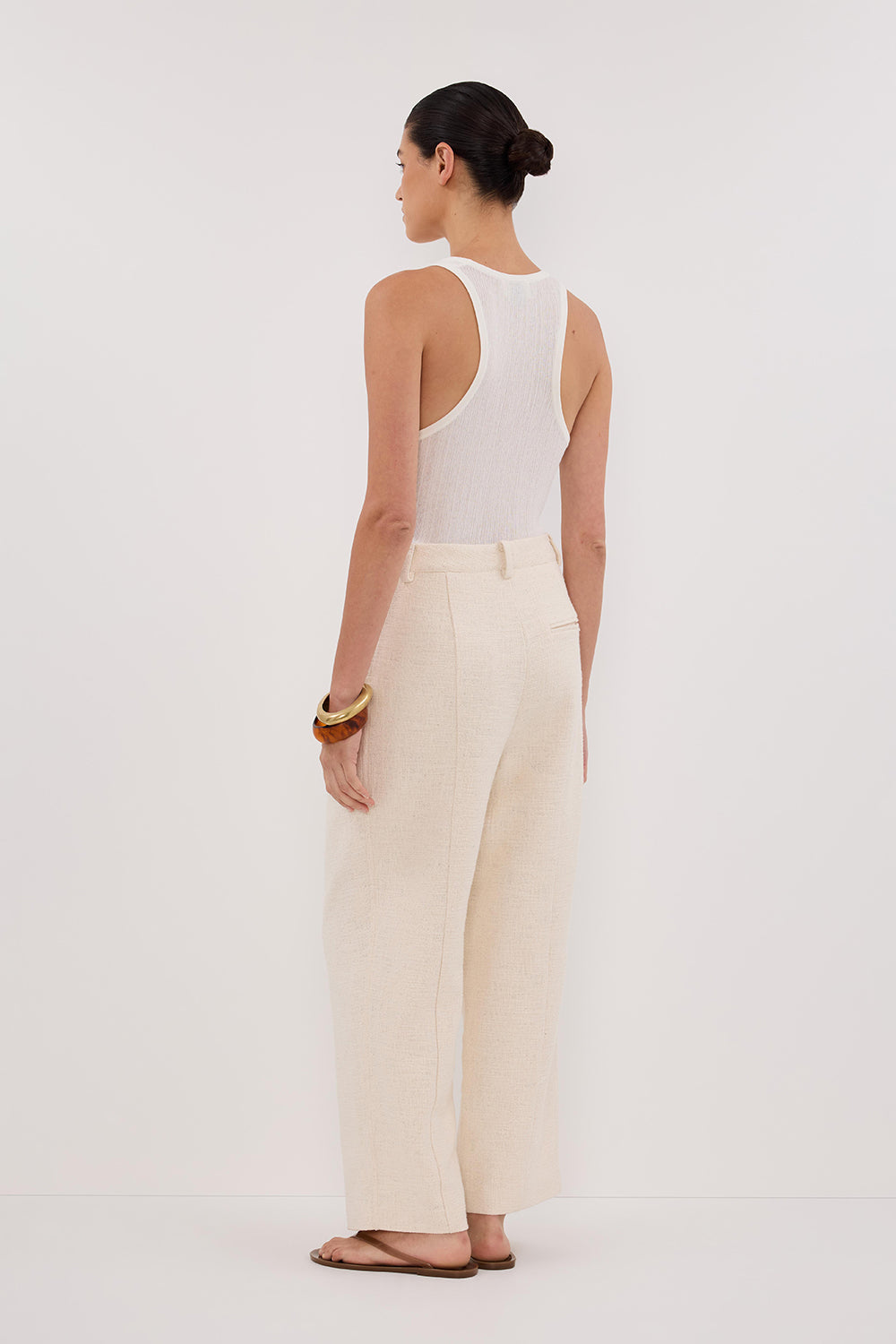NIA NATURAL OPEN WEAVE PANT