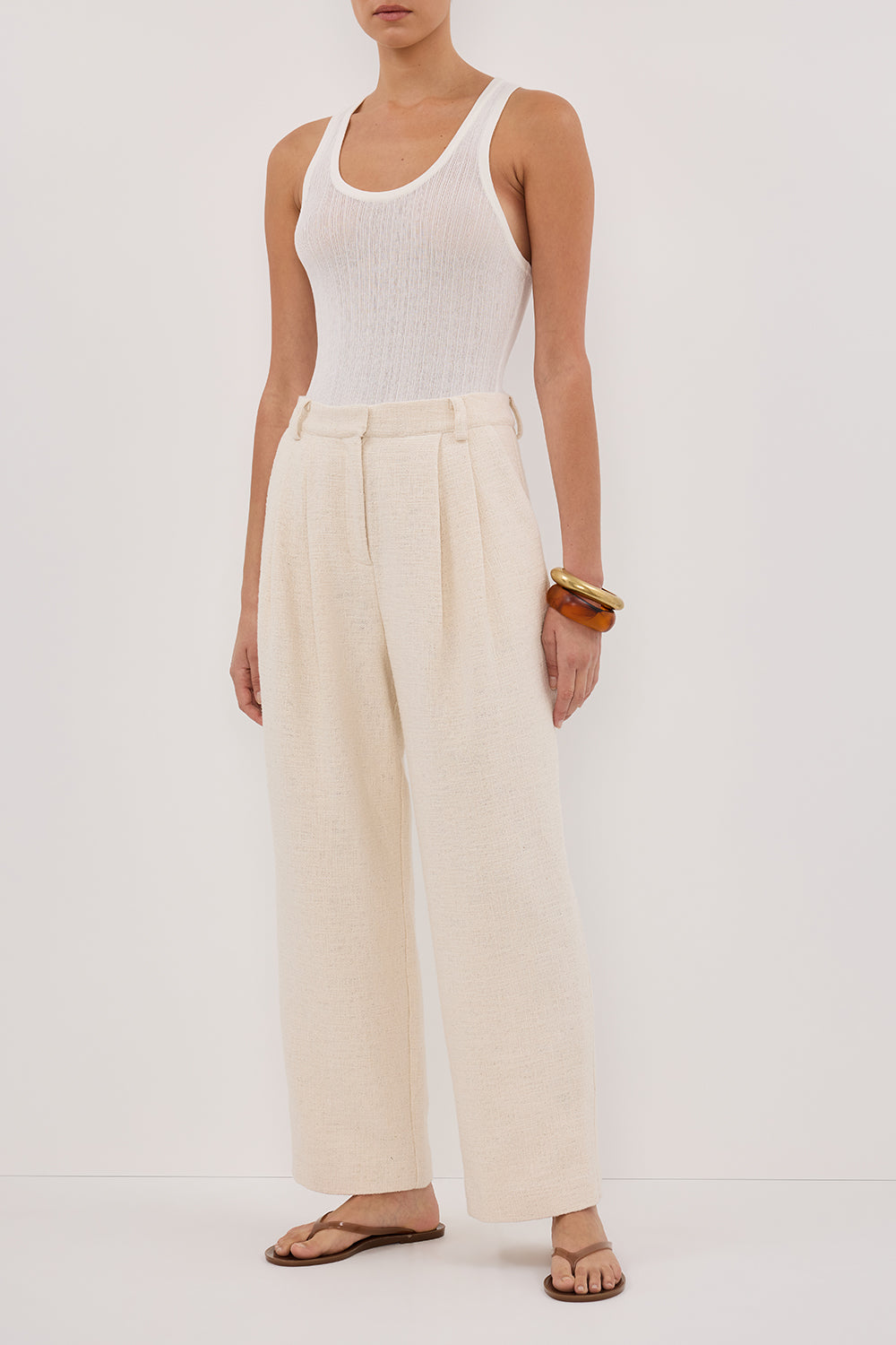NIA NATURAL OPEN WEAVE PANT