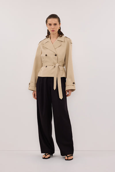 Stas wearing EDEN BLACK TAILORED PANT