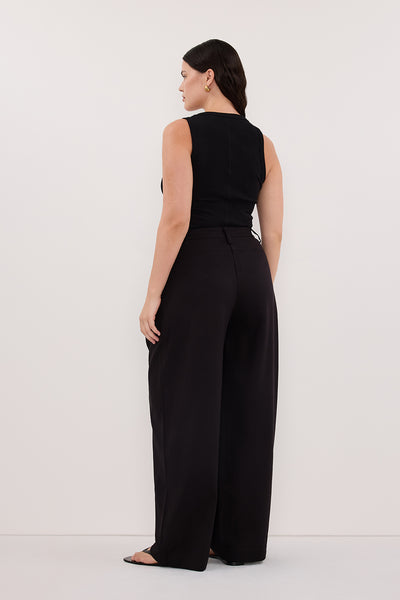 Jasmine wearing EDEN BLACK TAILORED PANT