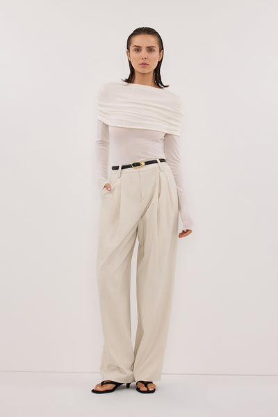 Stas wearing EDEN PLASTER TAILORED PANT