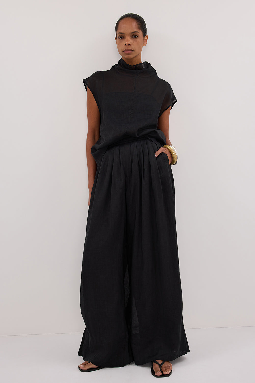 CARMEL BLACK RAMIE PANT