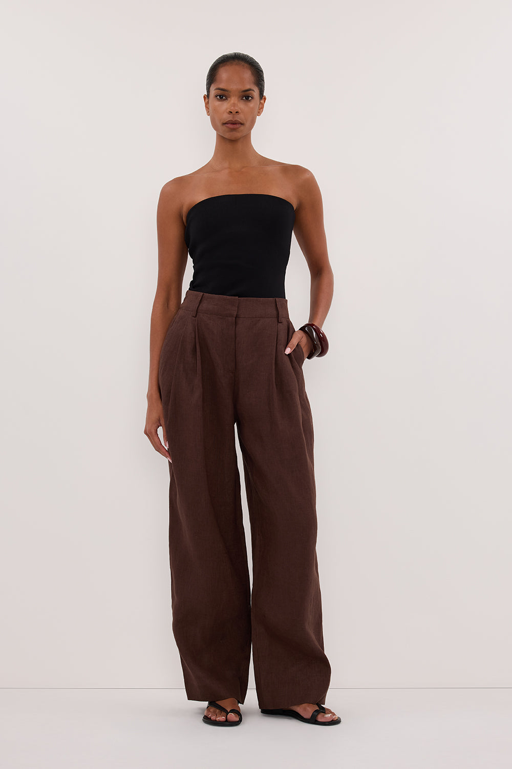 FRAN COCOA CHOC LINEN PANT