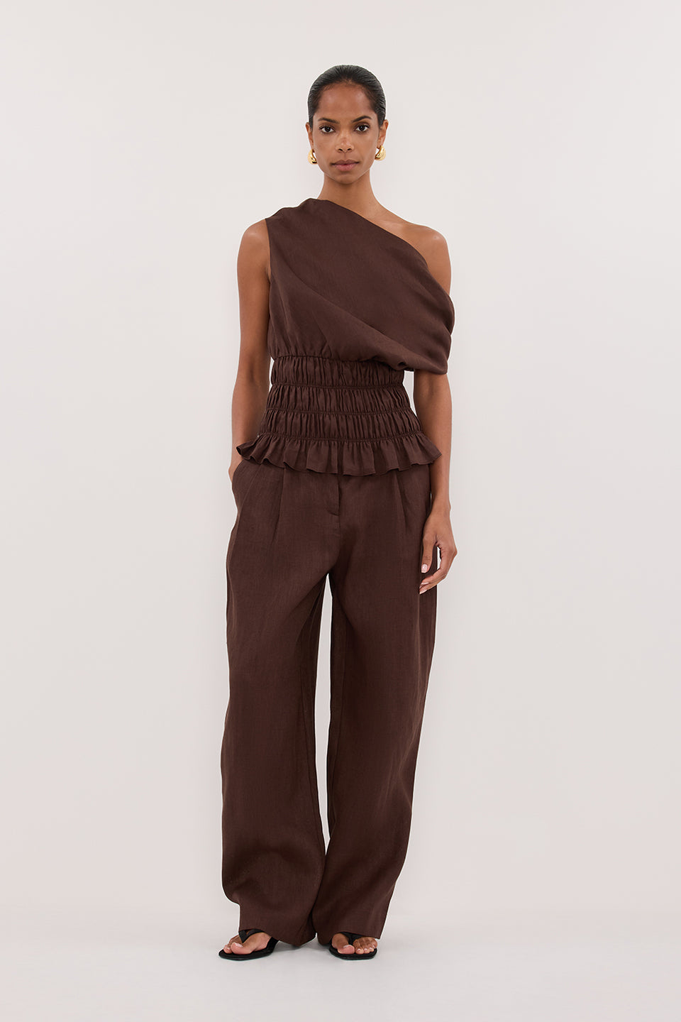 FRAN COCOA CHOC LINEN PANT