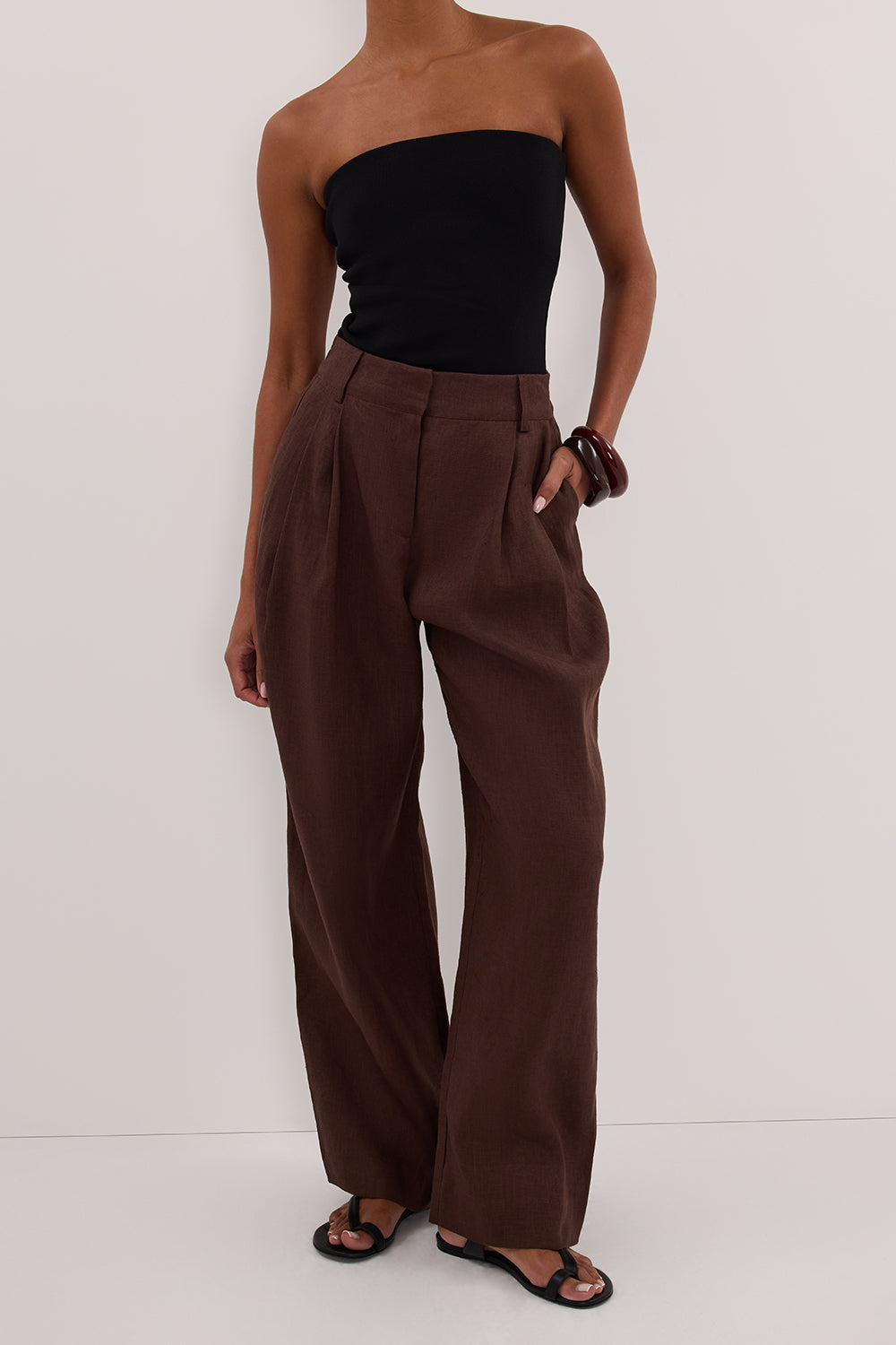 FRAN COCOA CHOC LINEN PANT