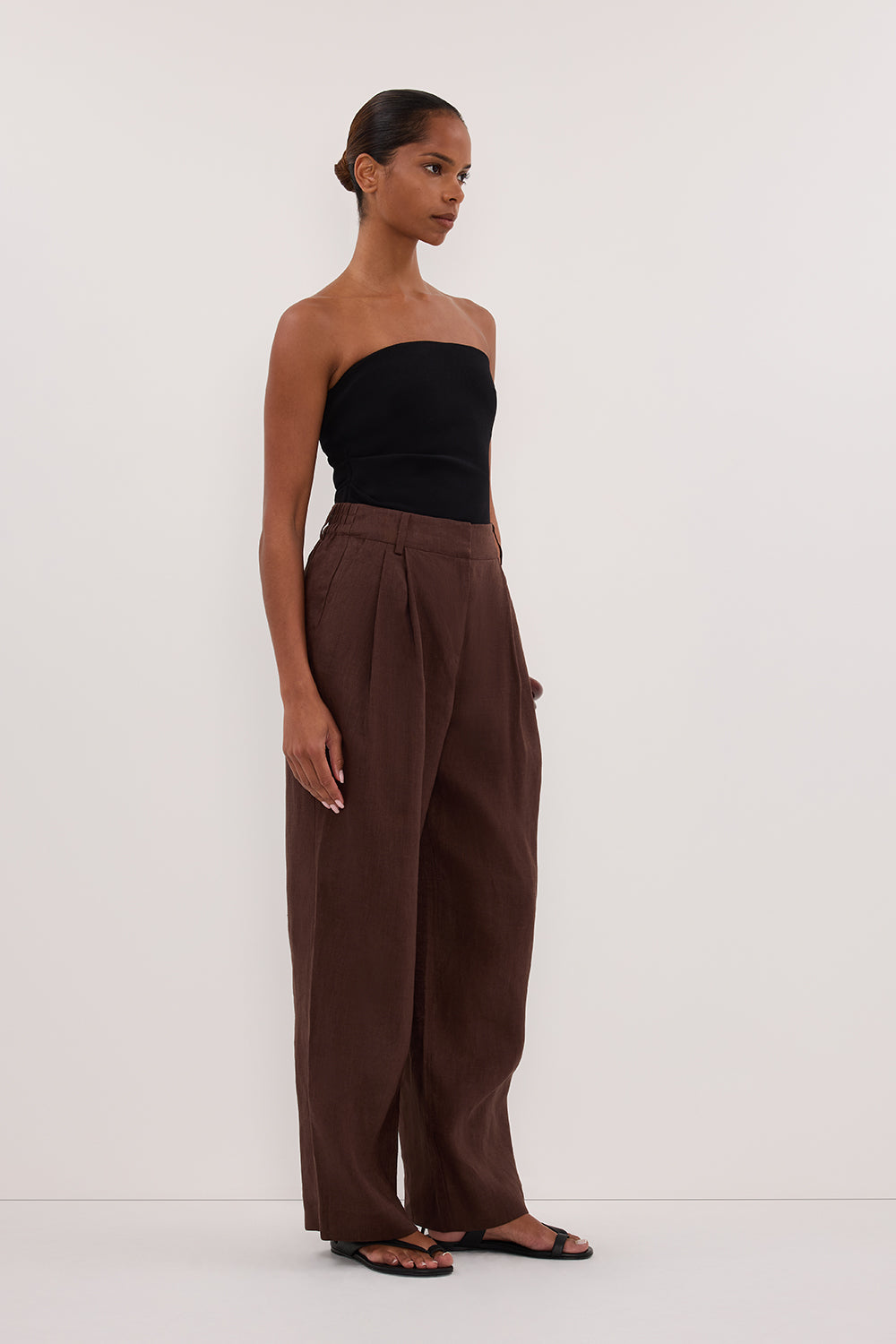 FRAN COCOA CHOC LINEN PANT