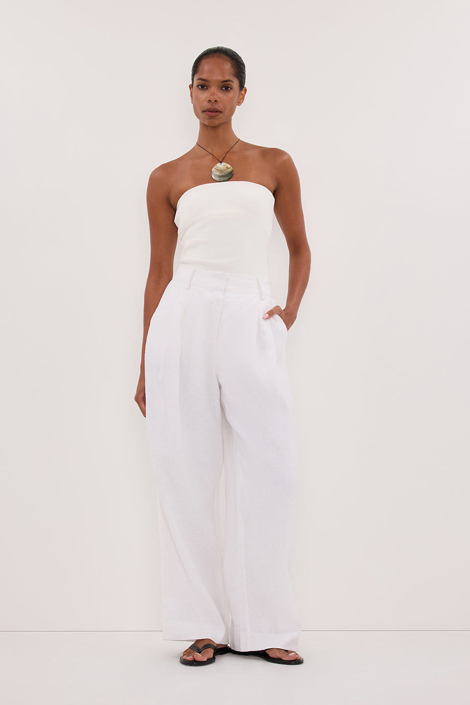FRAN WHITE LINEN PANT
