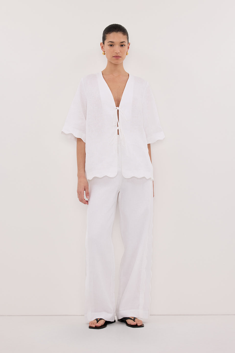 LELA WHITE LINEN PANT