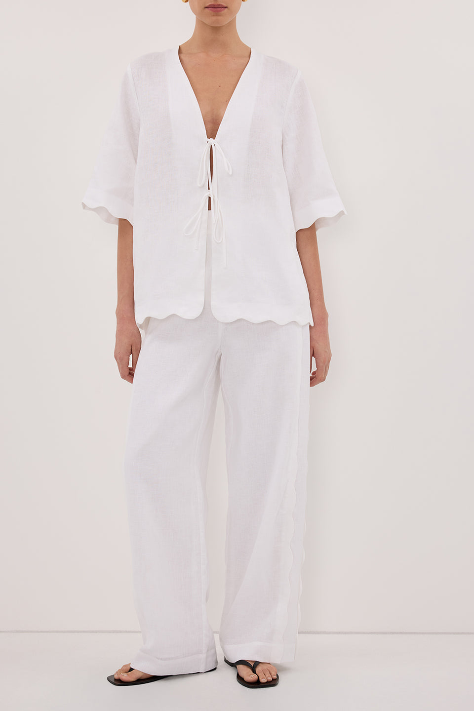 LELA WHITE LINEN PANT
