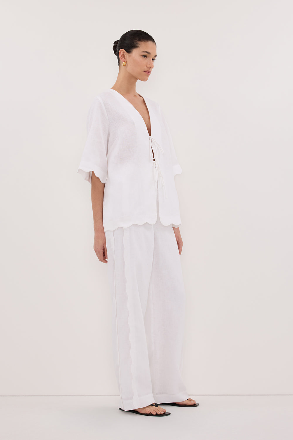 LELA WHITE LINEN PANT