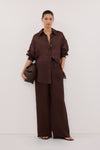 GINNY BURNT CHOC RAMIE PANT