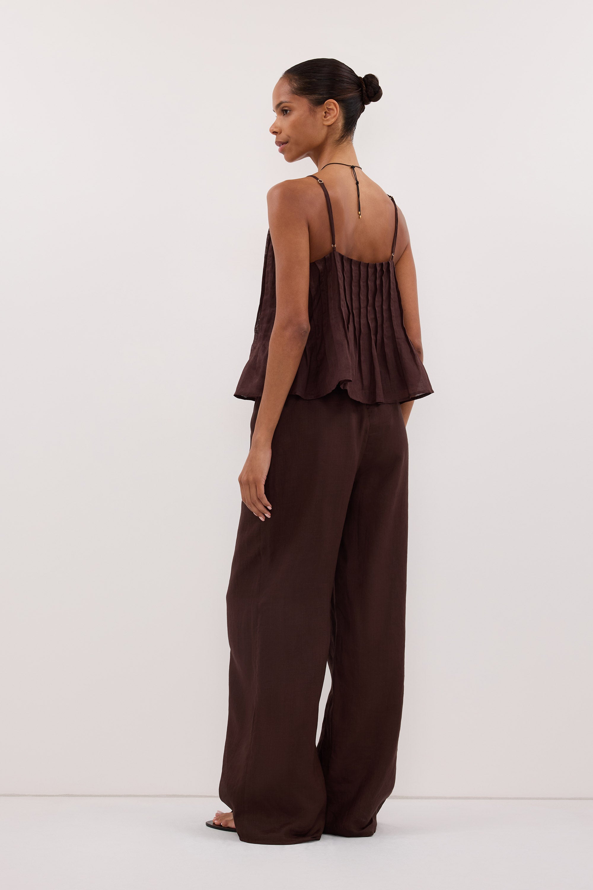 GINNY BURNT CHOC RAMIE PANT