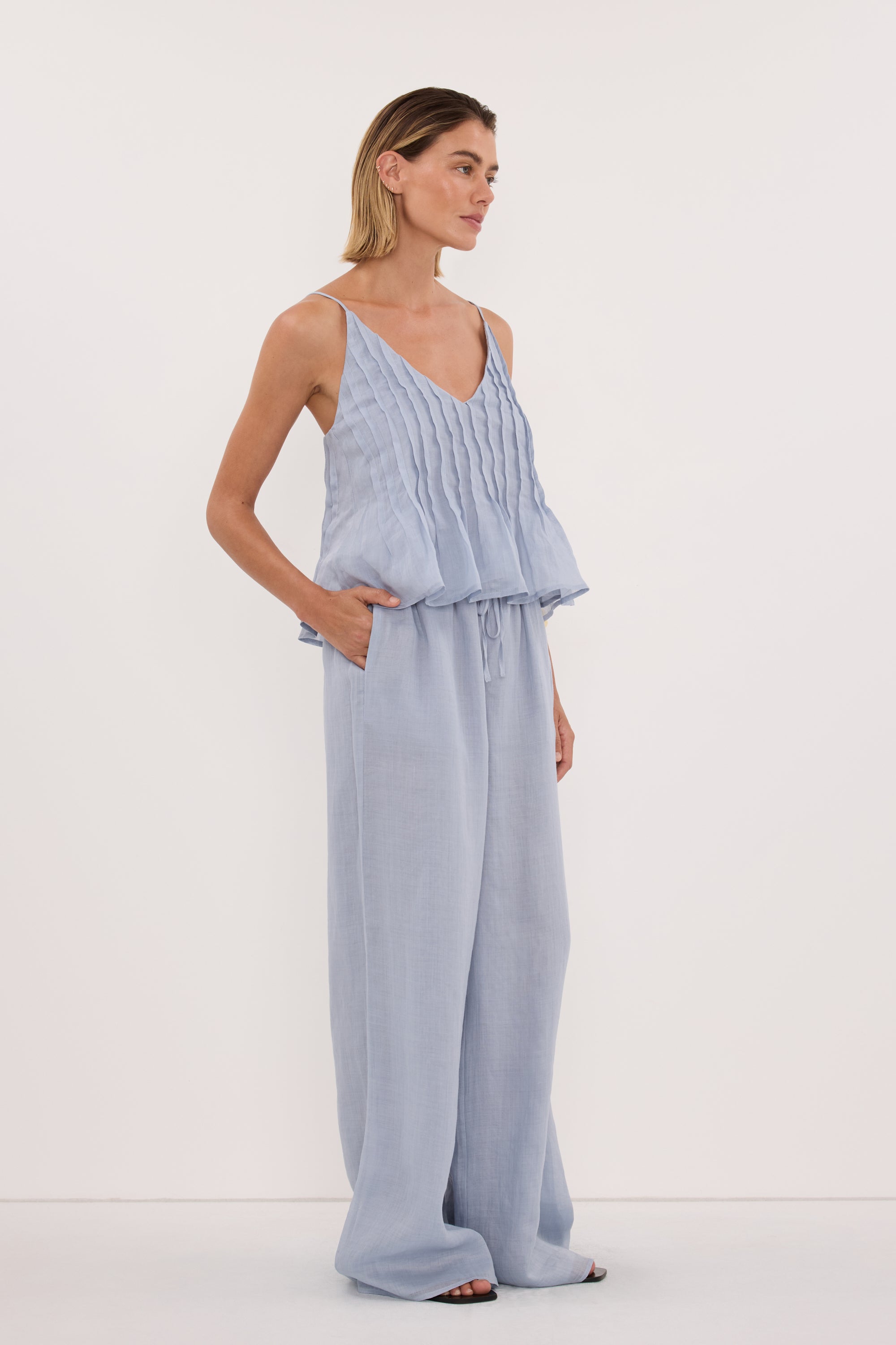 GINNY DUSTY BLUE RAMIE PANT