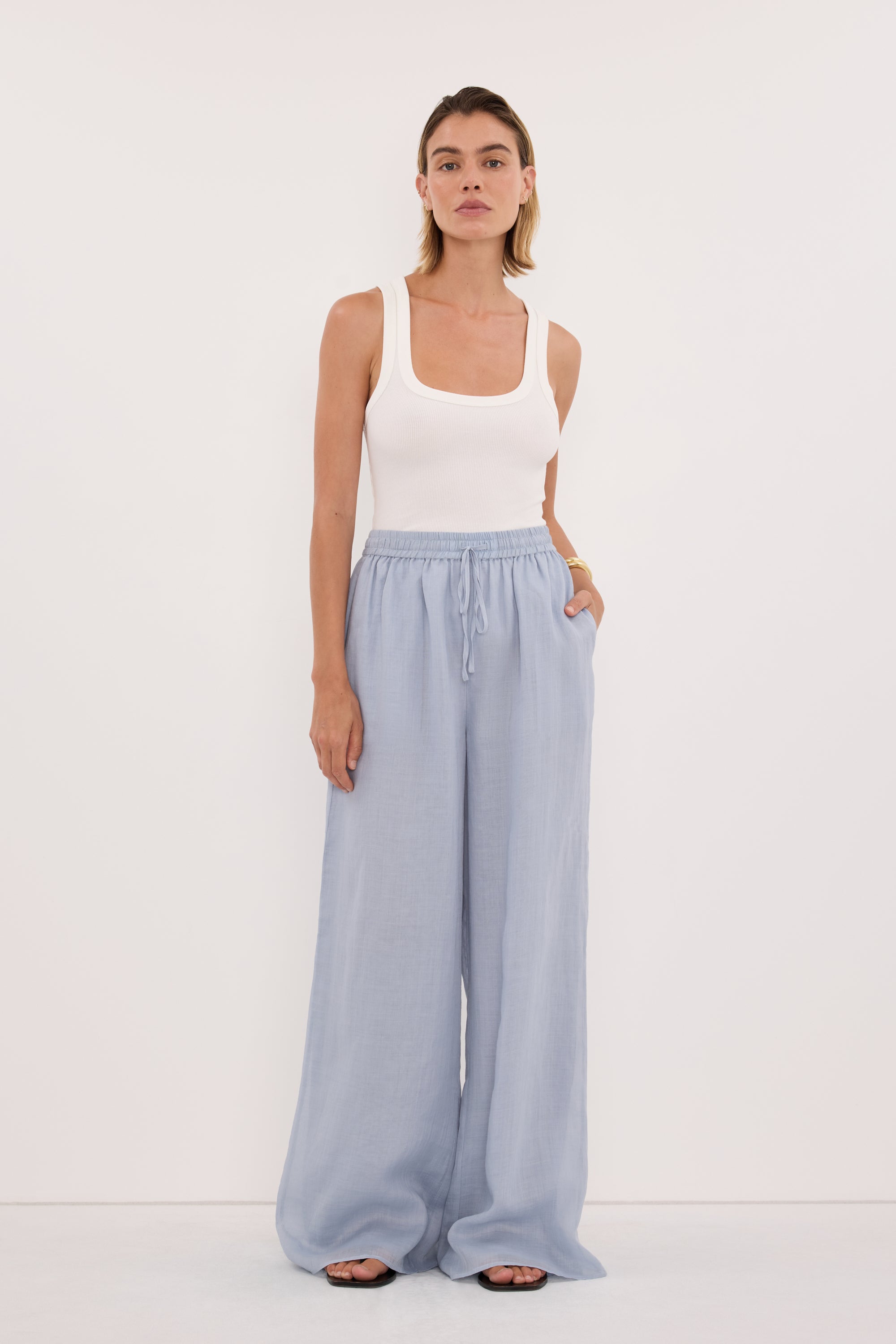 GINNY DUSTY BLUE RAMIE PANT