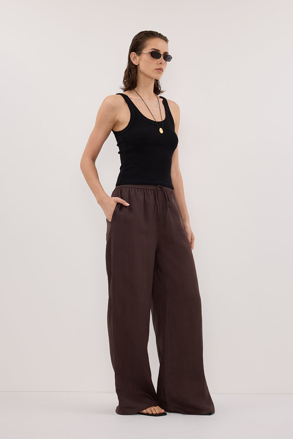GINNY DARK CHOC RAMIE PANT