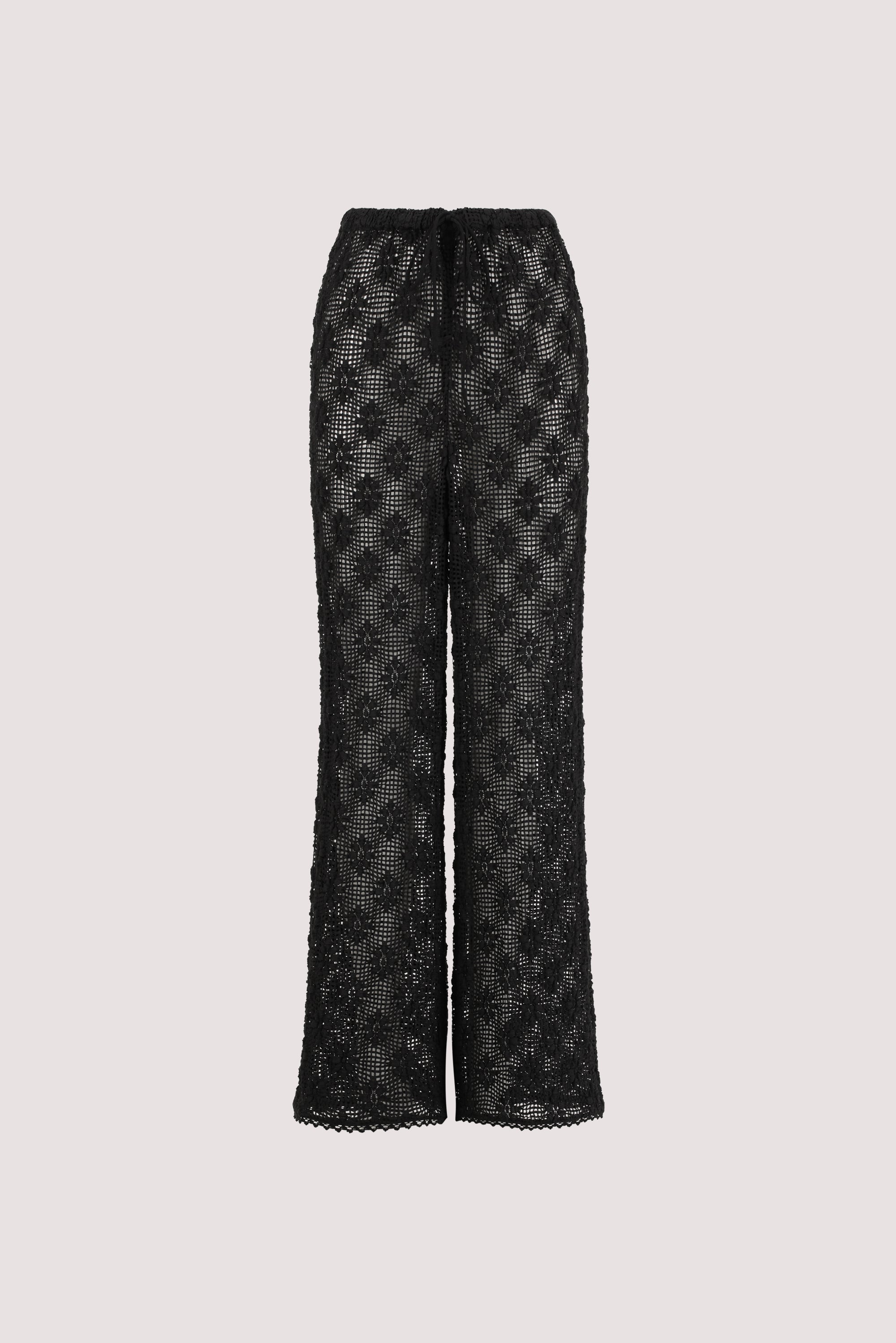 AGNES BLACK CROCHET WIDE LEG PANT