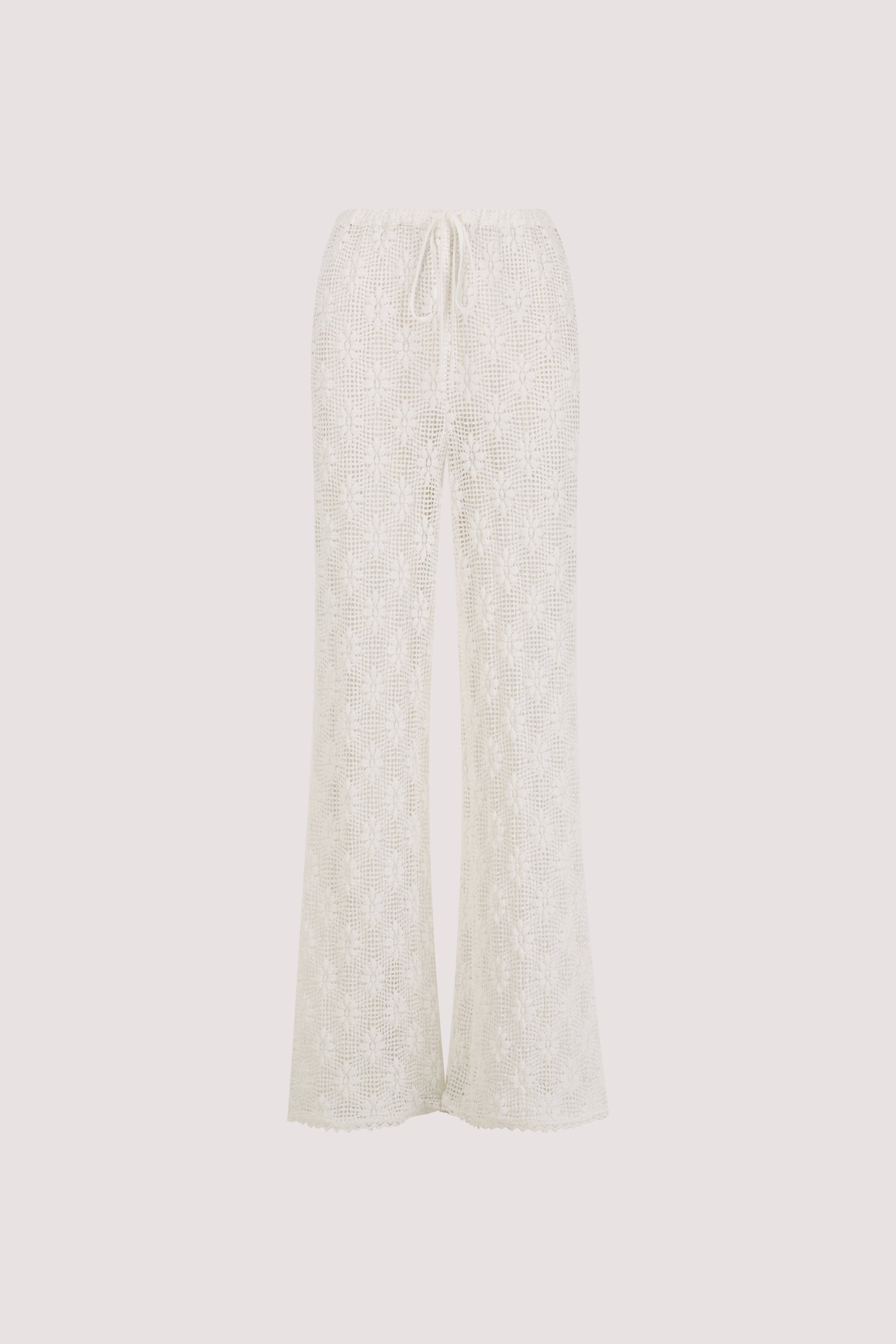 AGNES WHITE CROCHET WIDE LEG PANT