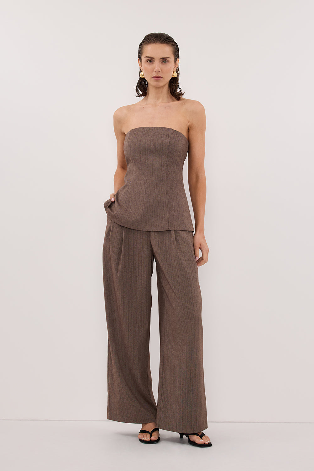 HAILEY CHOC STRIPE RELAXED PANT