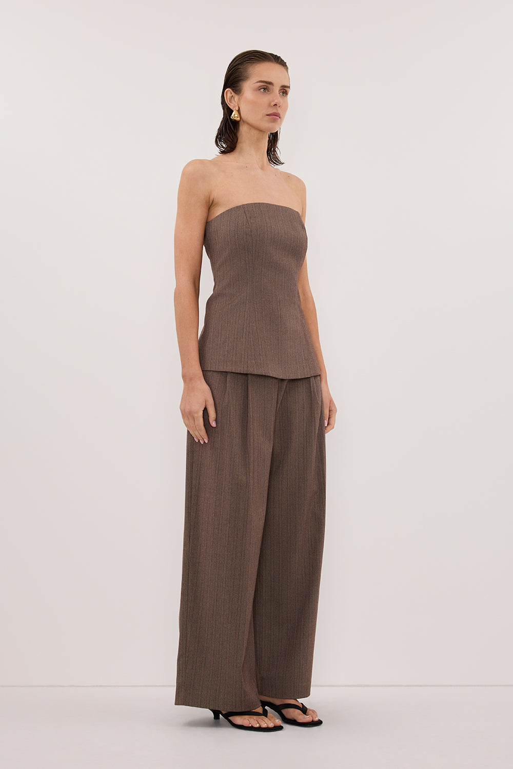 HAILEY CHOC STRIPE RELAXED PANT