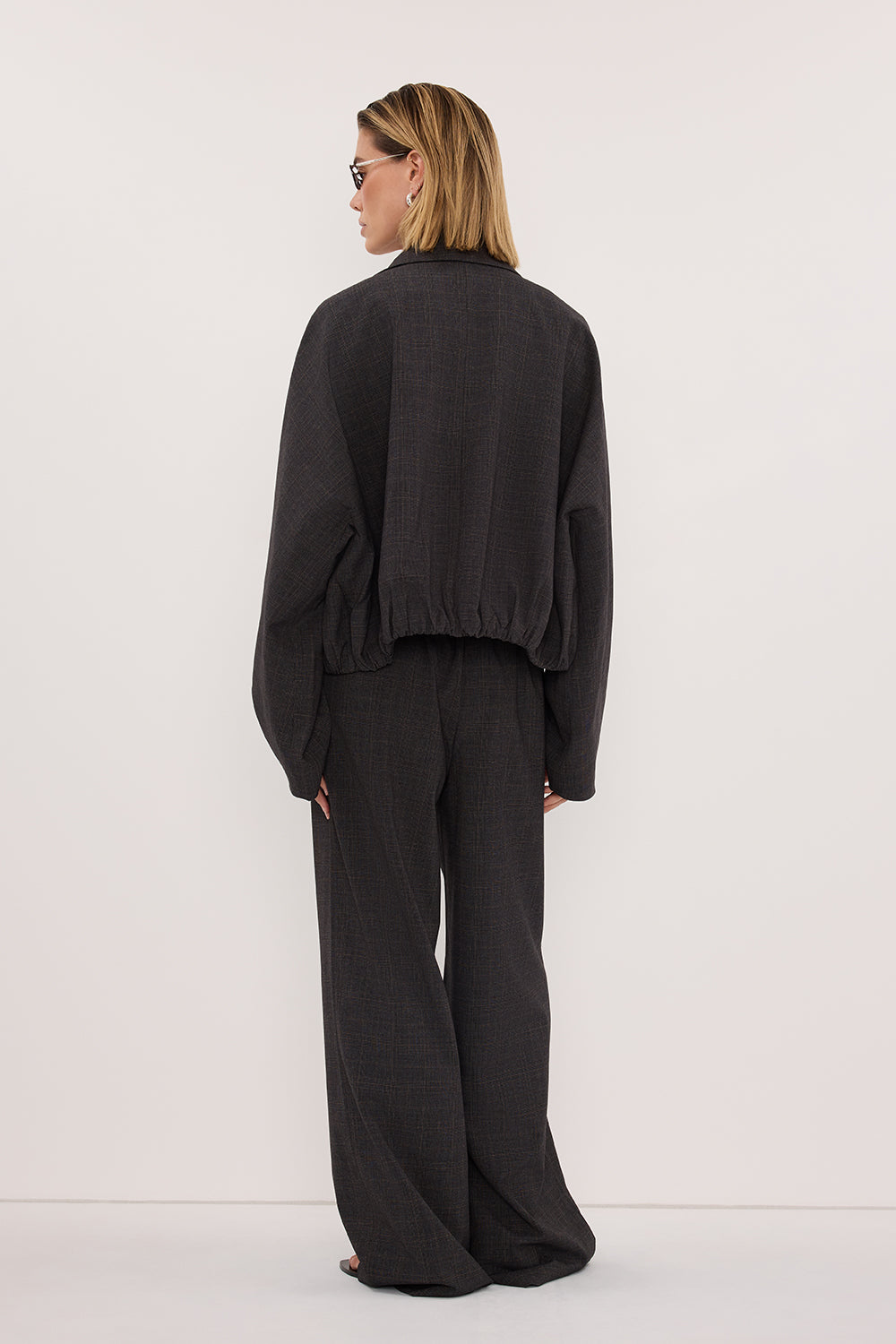 MARCO GREY PLAID ELASTIC PANT