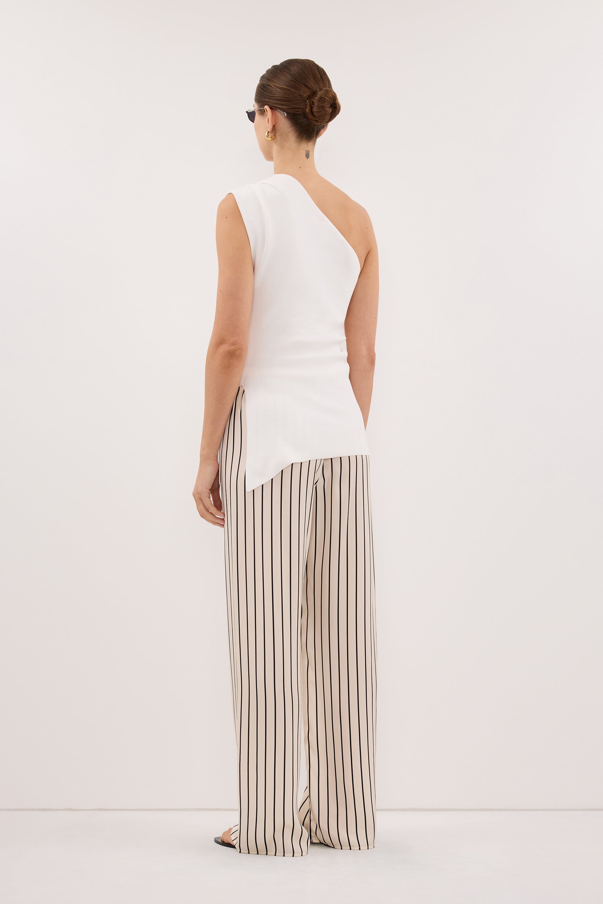 ADRIENNE CREAM STRIPE SILK PANT