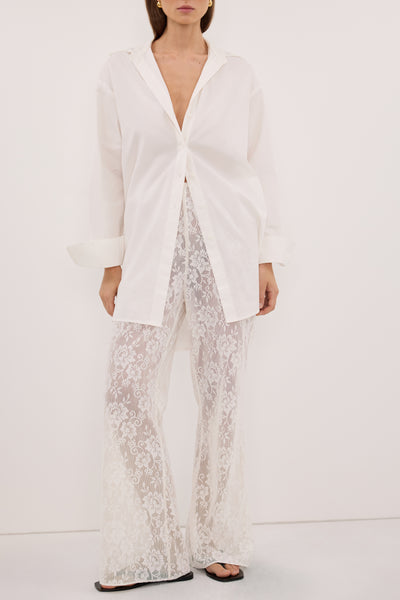Stas wearing ANYA WHITE LACE PANT