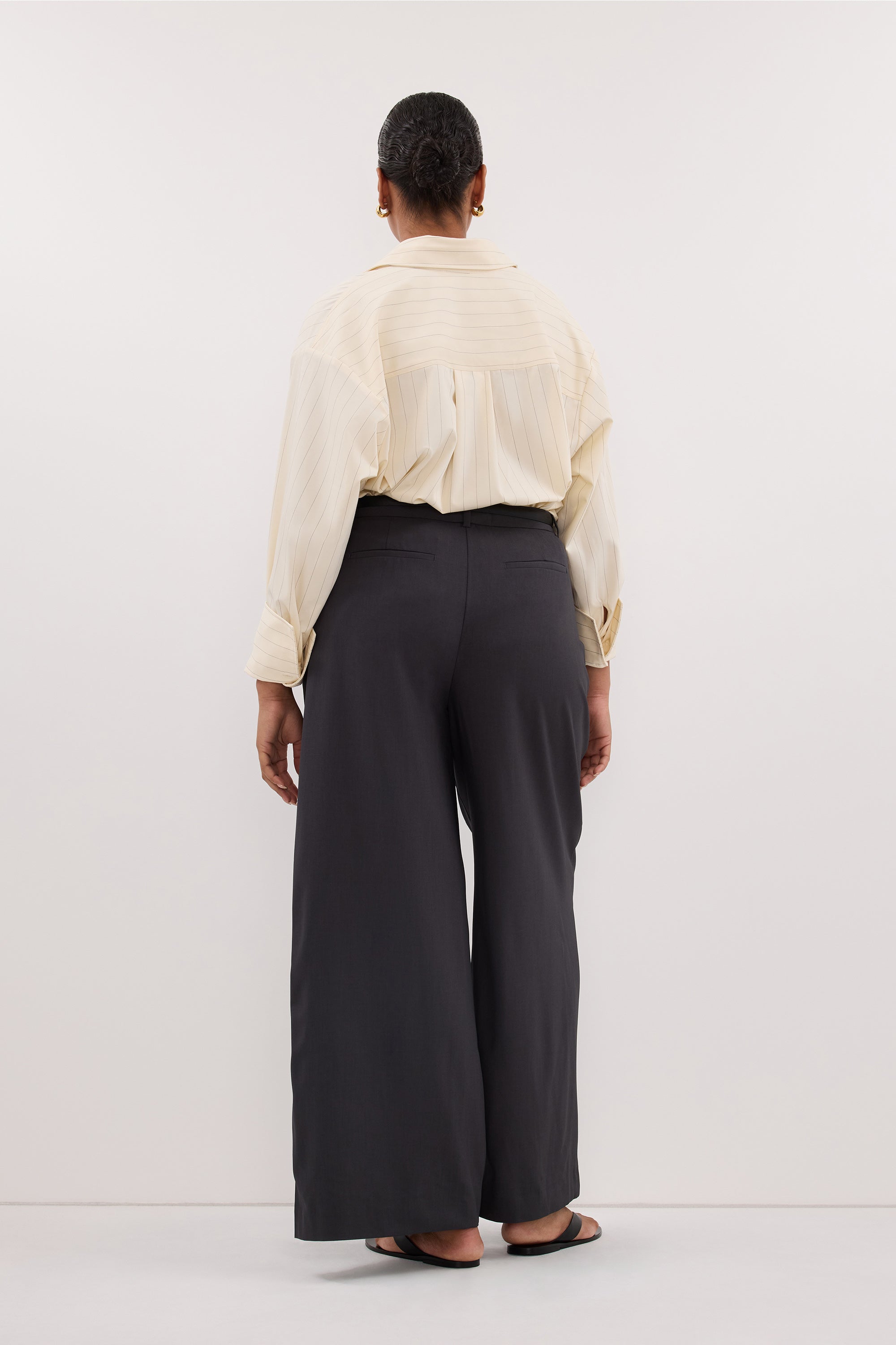 PARKER DARK GREY TAILORED WIDE LEG PANT